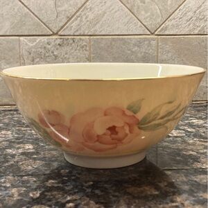 Lenlox Floral Ceramic Bowl with Gold Trim